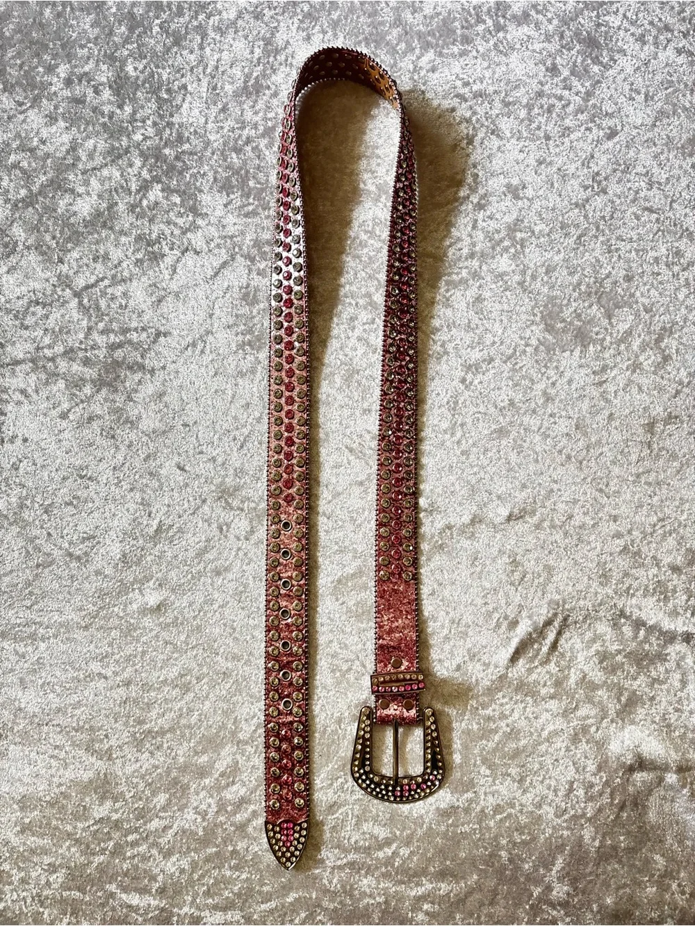 Y2K Pink Glitter Rhinestone Western Belt Bling Cowgirl Statement Belt